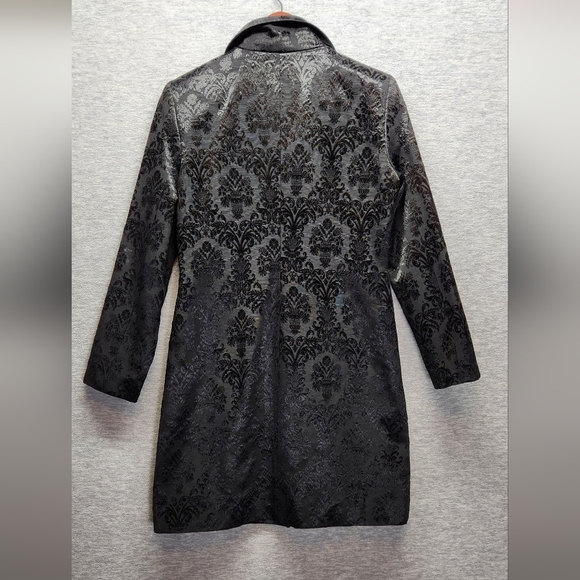 J S Signature Etched Paisley Satin Trench Coat womens 6 Grunge Goth Vampire - Picture 2 of 6
